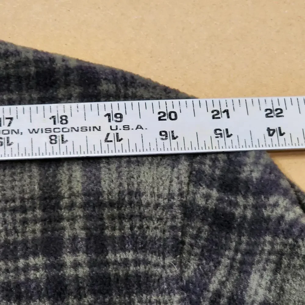 Woolrich Jacket Mens XL Green Plaid Fleece Full Zip Collar Olive Hunt 16121
